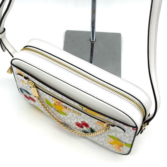 Michael Kors Large EW Zip Chain Xbody Crossbody Bag Optic White - Picture 7 of 12